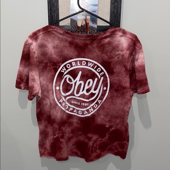 maroon tie dye cropped t-shirt - Picture 2 of 2